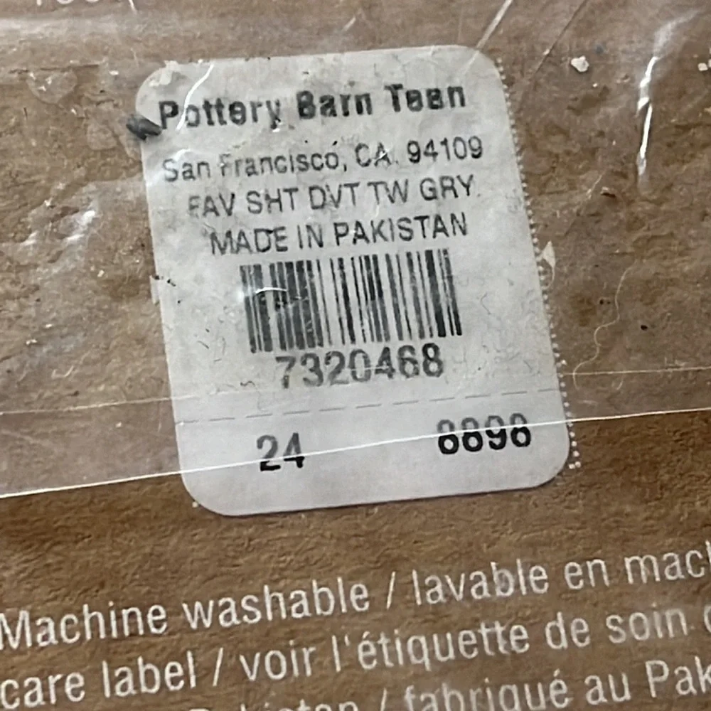 Pottery barn favorite tee cotton Gray Duvet TWIN